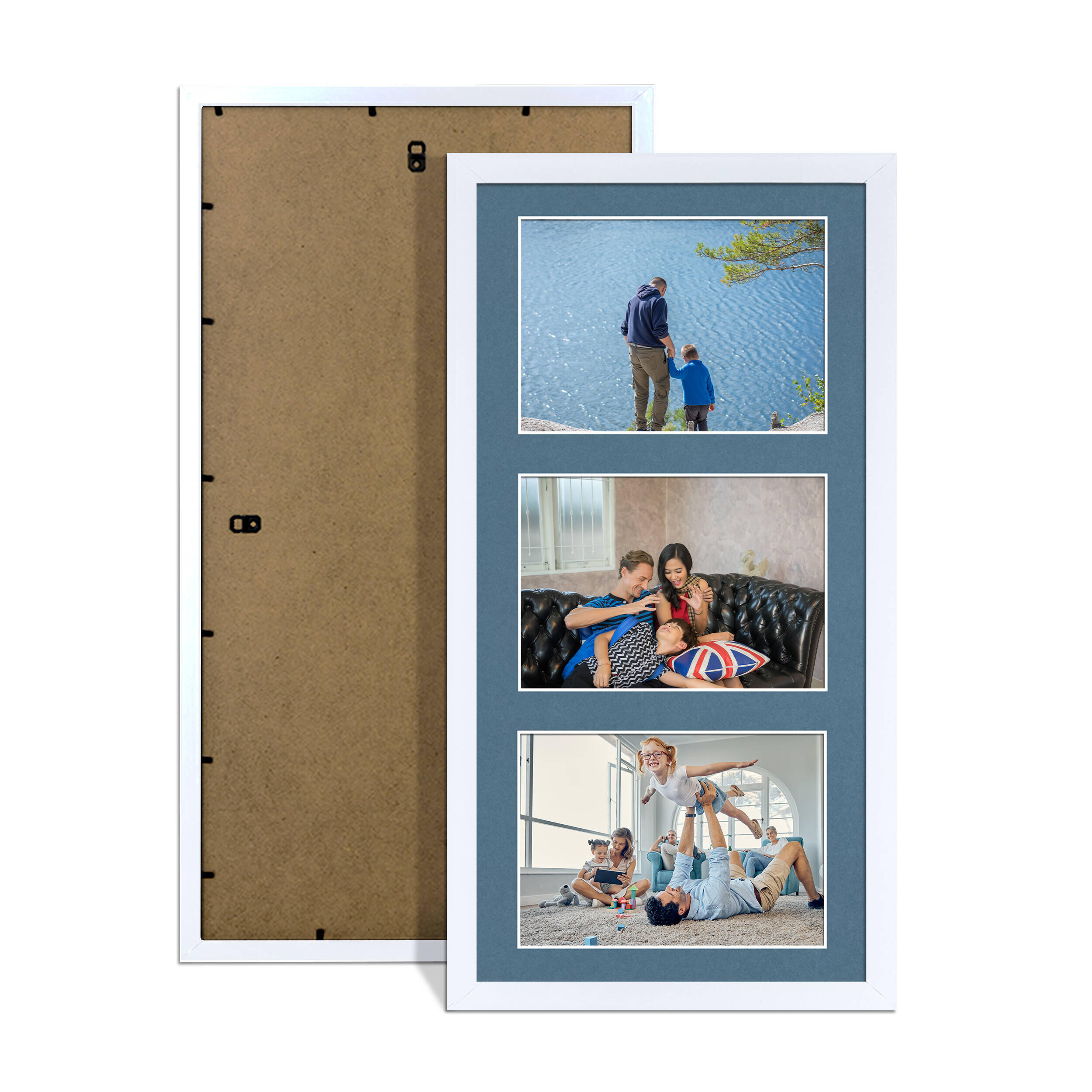 White Colour Multi Aperture Photo Frame 6X4 (x3) Pictures – Collage Wall Frame For Loved Ones Photos – 40x20cm Frame Size