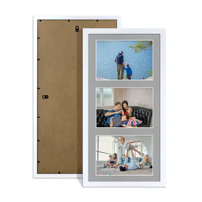 White Colour Multi Aperture Photo Frame 6X4 (x3) Pictures – Collage Wall Frame For Family Photos – 40x20cm Picture Frame Size