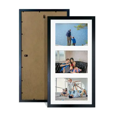 Black Colour Multi Aperture Photo Frame 6X4 (x3) Pictures – Collage Wall Frame For Family Photos – 40x20cm Picture Frame Size