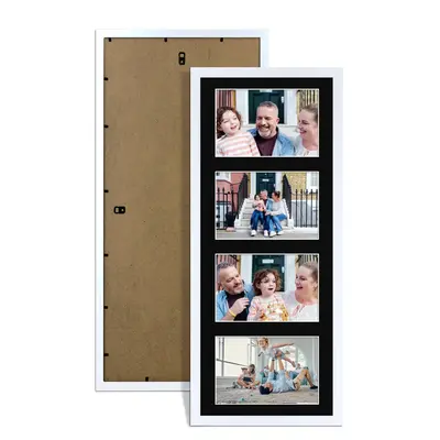 White Colour Multi Aperture Photo Frame 6X4 (x4) Pictures – Collage Wall Frame For Family Photos – 50x20cm Picture Frame Size