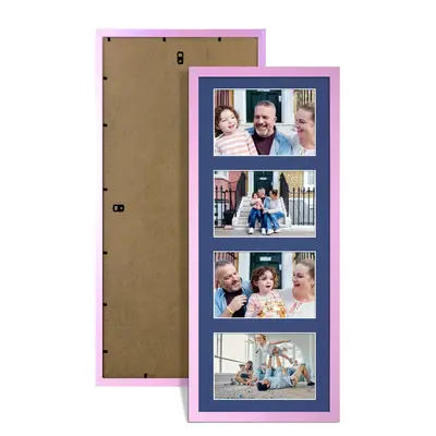 Pastel Pink Colour Multi Aperture Photo Frame 6X4 (x4) Pictures – Collage Wall Frame For Loved Ones Photos – 50x20cm Frame Size