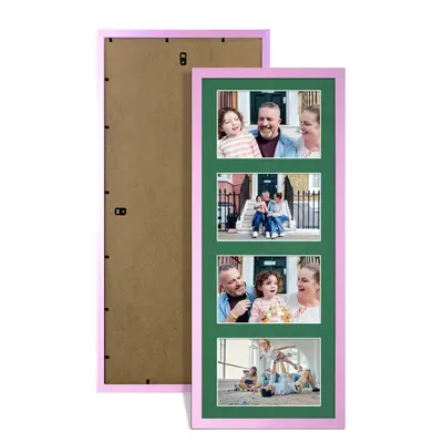 Pastel Pink Colour Multi Aperture Photo Frame 6X4 (x4) Pictures – Collage Wall Frame for Family Photos – 50x20cm Picture Frame Size