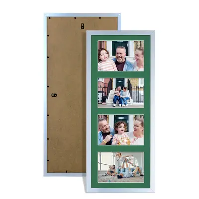 Silver Colour Multi Aperture Photo Frame 6X4 (x4) Pictures – Collage Wall Frame for Family Photos – 50x20cm Picture Frame Size