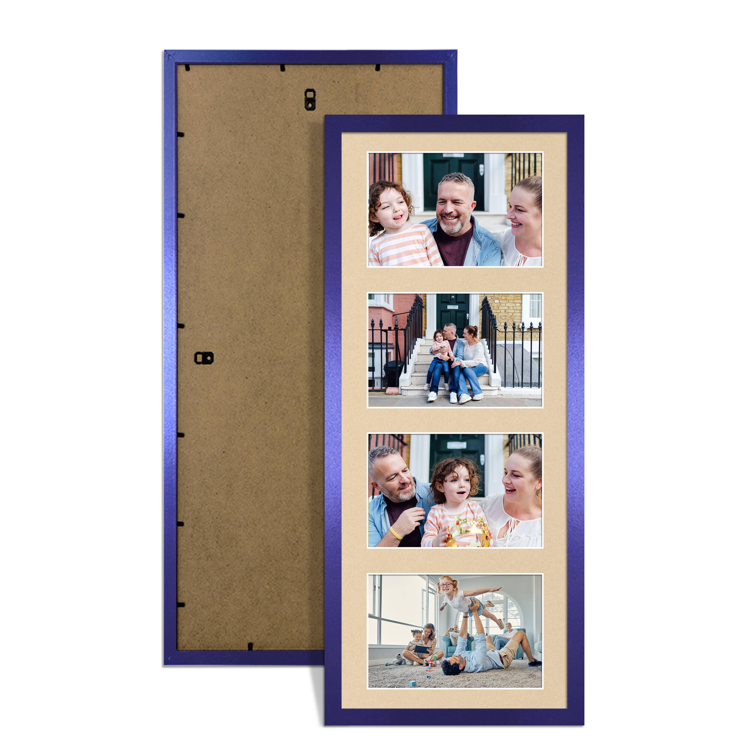 Purple Colour Multi Aperture Photo Frame 6X4 (x4) Pictures – Collage Wall Frame For Family Photos – 50x20cm Picture Frame Size