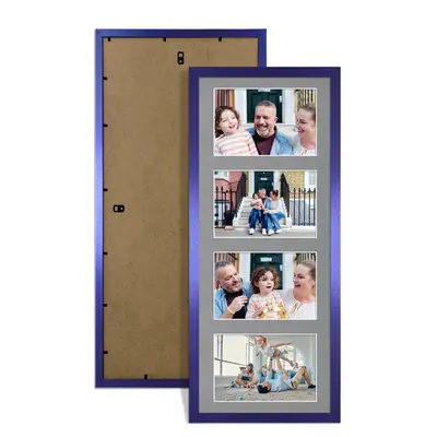 Purple Colour Multi Aperture Photo Frame 6X4 (x4) Pictures – Collage Wall Frame for Family Photos – 50x20cm Picture Frame Size