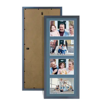 Dark Grey Colour Multi Aperture Photo Frame 6X4 (x4) Pictures – Collage Wall Frame For Family Photos – 50x20cm Picture Frame Size