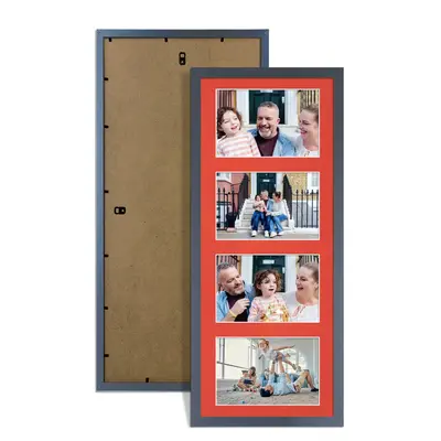 Dark Grey Colour Multi Aperture Photo Frame 6X4 (x4) Pictures – Collage Wall Frame for Family Photos – 50x20cm Picture Frame Size