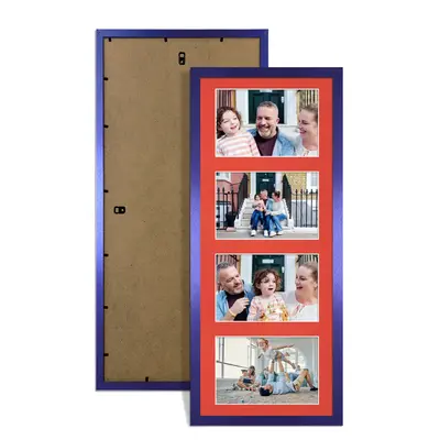 Purple Colour Multi Aperture Photo Frame 6X4 (x4) Pictures – Collage Wall Frame for Family Photos – 50x20cm Picture Frame Size