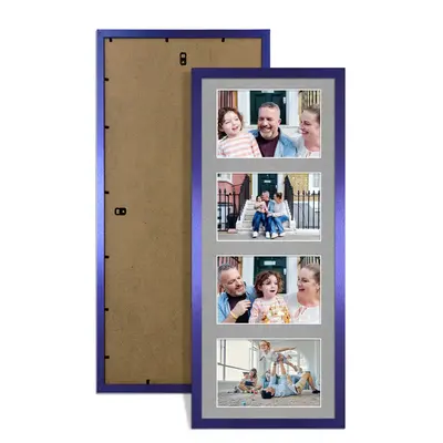 Purple Colour Multi Aperture Photo Frame 6X4 (x4) Pictures – Collage Wall Frame For Loved Ones Photos – 50x20cm Frame Size