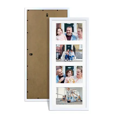 White Colour Multi Aperture Photo Frame 6X4 (x4) Pictures – Collage Wall Frame For Loved Ones Photos – 50x20cm Frame Size