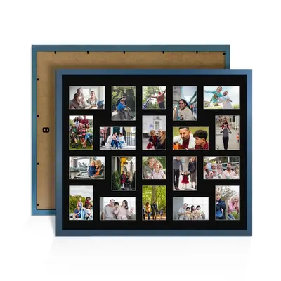 Navy Blue Colour Multi Aperture Photo Frame 6X4 (x18) and 4X4 (x2) Pictures – Collage Wall Frame For Family Photos – 80x70cm Picture Frame Size
