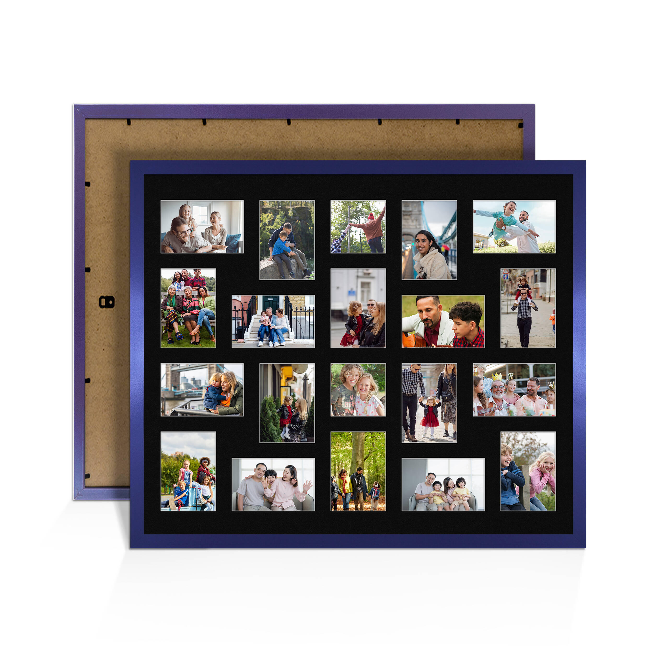 Purple Colour Multi Aperture Photo Frame 6X4 (x18) and 4X4 (x2) Pictures – Collage Wall Frame For Loved Ones Photos – 80x70cm Frame Size