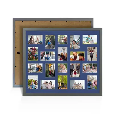 Dark Grey Colour Multi Aperture Photo Frame 6X4 (x18) and 4X4 (x2) Pictures – Collage Wall Frame For Loved Ones Photos – 80x70cm Frame Size