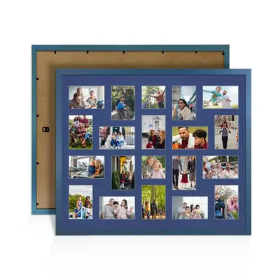 Navy Blue Colour Multi Aperture Photo Frame 6X4 (x18) and 4X4 (x2) Pictures – Collage Wall Frame for Family Photos – 80x70cm Picture Frame Size