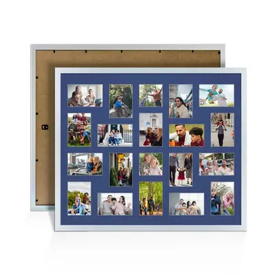 Silver Colour Multi Aperture Photo Frame 6X4 (x18) and 4X4 (x2) Pictures – Collage Wall Frame For Family Photos – 80x70cm Picture Frame Size