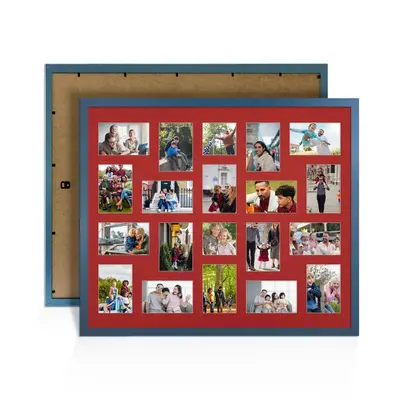 Navy Blue Colour Multi Aperture Photo Frame 6X4 (x18) and 4X4 (x2) Pictures – Collage Wall Frame for Family Photos – 80x70cm Picture Frame Size