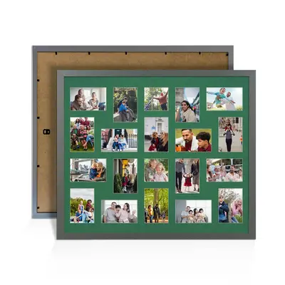 Dark Grey Colour Multi Aperture Photo Frame 6X4 (x18) and 4X4 (x2) Pictures – Collage Wall Frame For Loved Ones Photos – 80x70cm Frame Size