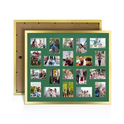 Gold Colour Multi Aperture Photo Frame 6X4 (x18) and 4X4 (x2) Pictures – Collage Wall Frame For Loved Ones Photos – 80x70cm Frame Size
