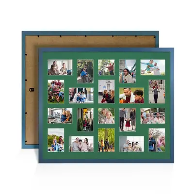 Navy Blue Colour Multi Aperture Photo Frame 6X4 (x18) and 4X4 (x2) Pictures – Collage Wall Frame For Family Photos – 80x70cm Picture Frame Size