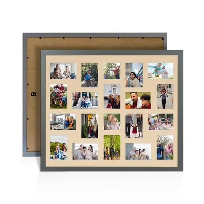 Dark Grey Colour Multi Aperture Photo Frame 6X4 (x18) and 4X4 (x2) Pictures – Collage Wall Frame For Family Photos – 80x70cm Picture Frame Size