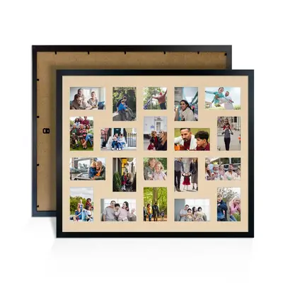 Black Colour Multi Aperture Photo Frame 6X4 (x18) and 4X4 (x2) Pictures – Collage Wall Frame For Loved Ones Photos – 80x70cm Frame Size