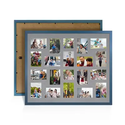 Navy Blue Colour Multi Aperture Photo Frame 6X4 (x18) and 4X4 (x2) Pictures – Collage Wall Frame for Family Photos – 80x70cm Picture Frame Size