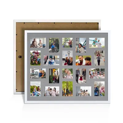 White Colour Multi Aperture Photo Frame 6X4 (x18) and 4X4 (x2) Pictures – Collage Wall Frame For Loved Ones Photos – 80x70cm Frame Size