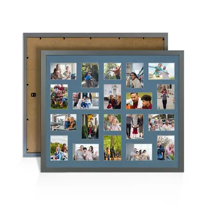 Dark Grey Colour Multi Aperture Photo Frame 6X4 (x18) and 4X4 (x2) Pictures – Collage Wall Frame for Family Photos – 80x70cm Picture Frame Size