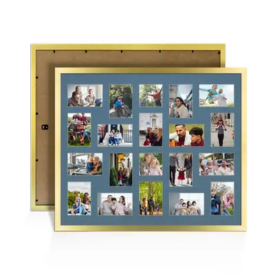 Gold Colour Multi Aperture Photo Frame 6X4 (x18) and 4X4 (x2) Pictures – Collage Wall Frame For Loved Ones Photos – 80x70cm Frame Size