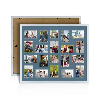 Silver Colour Multi Aperture Photo Frame 6X4 (x18) and 4X4 (x2) Pictures – Collage Wall Frame for Family Photos – 80x70cm Picture Frame Size