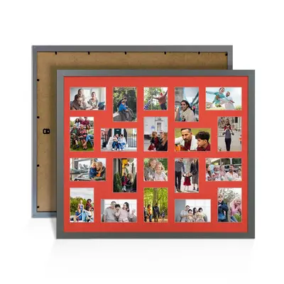 Dark Grey Colour Multi Aperture Photo Frame 6X4 (x18) and 4X4 (x2) Pictures – Collage Wall Frame for Family Photos – 80x70cm Picture Frame Size