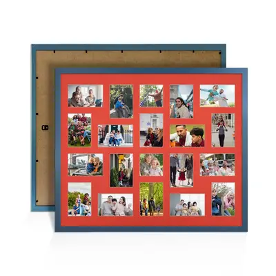 Navy Blue Colour Multi Aperture Photo Frame 6X4 (x18) and 4X4 (x2) Pictures – Collage Wall Frame For Loved Ones Photos – 80x70cm Frame Size