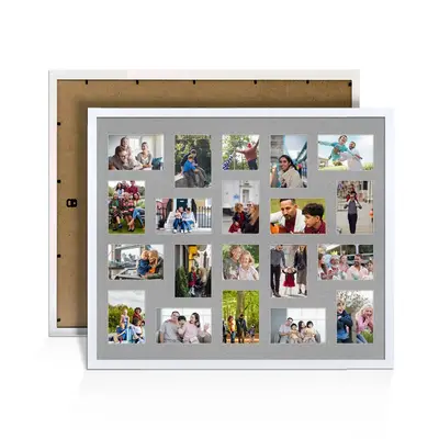 White Colour Multi Aperture Photo Frame 6X4 (x18) and 4X4 (x2) Pictures – Collage Wall Frame for Family Photos – 80x70cm Picture Frame Size