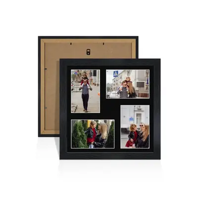 White Colour Multi Aperture Photo Frame 6X4 (x4) Pictures – Collage Wall Frame For Family Photos – 12x12 Picture Frame Size