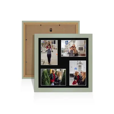 Green Colour Multi Aperture Photo Frame 6X4 (x4) Pictures – Collage Wall Frame for Family Photos – 12x12 Picture Frame Size