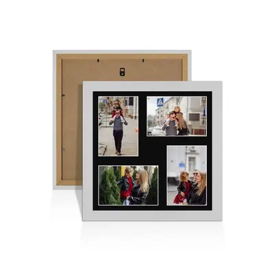 Light Grey Colour Multi Aperture Photo Frame 6X4 (x4) Pictures – Collage Wall Frame For Loved Ones Photos – 12x12 Frame Size