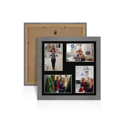 Grey Marble Colour Multi Aperture Photo Frame 6X4 (x4) Pictures – Collage Wall Frame for Family Photos – 12x12 Picture Frame Size