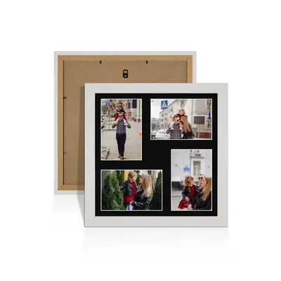 White Ash Colour Multi Aperture Photo Frame 6X4 (x4) Pictures – Collage Wall Frame For Family Photos – 12x12 Picture Frame Size