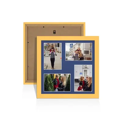 Mustard Yellow Colour Multi Aperture Photo Frame 6X4 (x4) Pictures – Collage Wall Frame for Family Photos – 12x12 Picture Frame Size