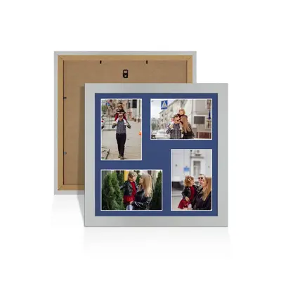 Silver Colour Multi Aperture Photo Frame 6X4 (x4) Pictures – Collage Wall Frame for Family Photos – 12x12 Picture Frame Size