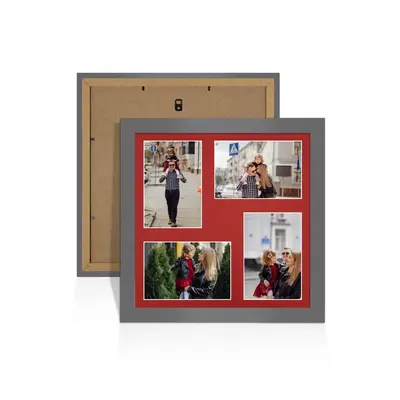 Dark Grey Colour Multi Aperture Photo Frame 6X4 (x4) Pictures – Collage Wall Frame For Loved Ones Photos – 12x12 Frame Size