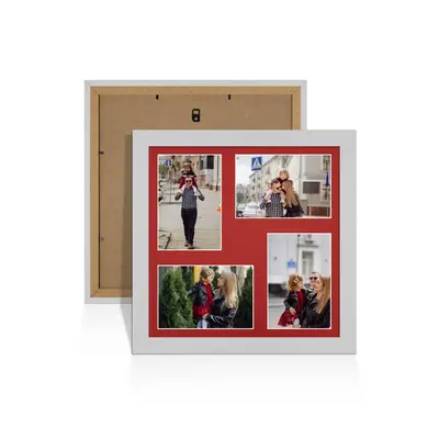 Light Grey Colour Multi Aperture Photo Frame 6X4 (x4) Pictures – Collage Wall Frame For Loved Ones Photos – 12x12 Frame Size