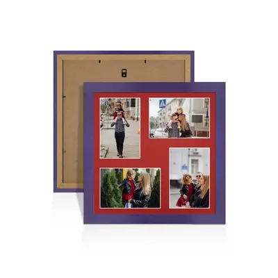 Purple Colour Multi Aperture Photo Frame 6X4 (x4) Pictures – Collage Wall Frame For Loved Ones Photos – 12x12 Frame Size