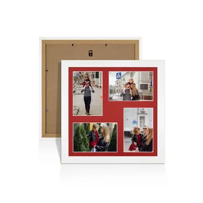 White Colour Multi Aperture Photo Frame 6X4 (x4) Pictures – Collage Wall Frame For Loved Ones Photos – 12x12 Frame Size