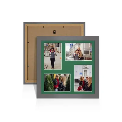 Dark Grey Colour Multi Aperture Photo Frame 6X4 (x4) Pictures – Collage Wall Frame For Family Photos – 12x12 Picture Frame Size