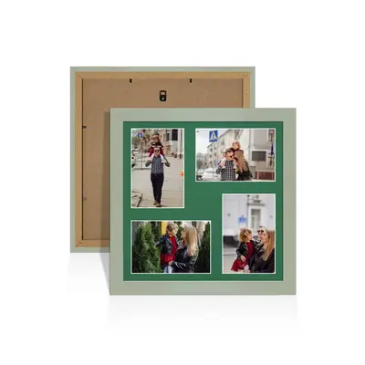Green Colour Multi Aperture Photo Frame 6X4 (x4) Pictures – Collage Wall Frame For Loved Ones Photos – 12x12 Frame Size
