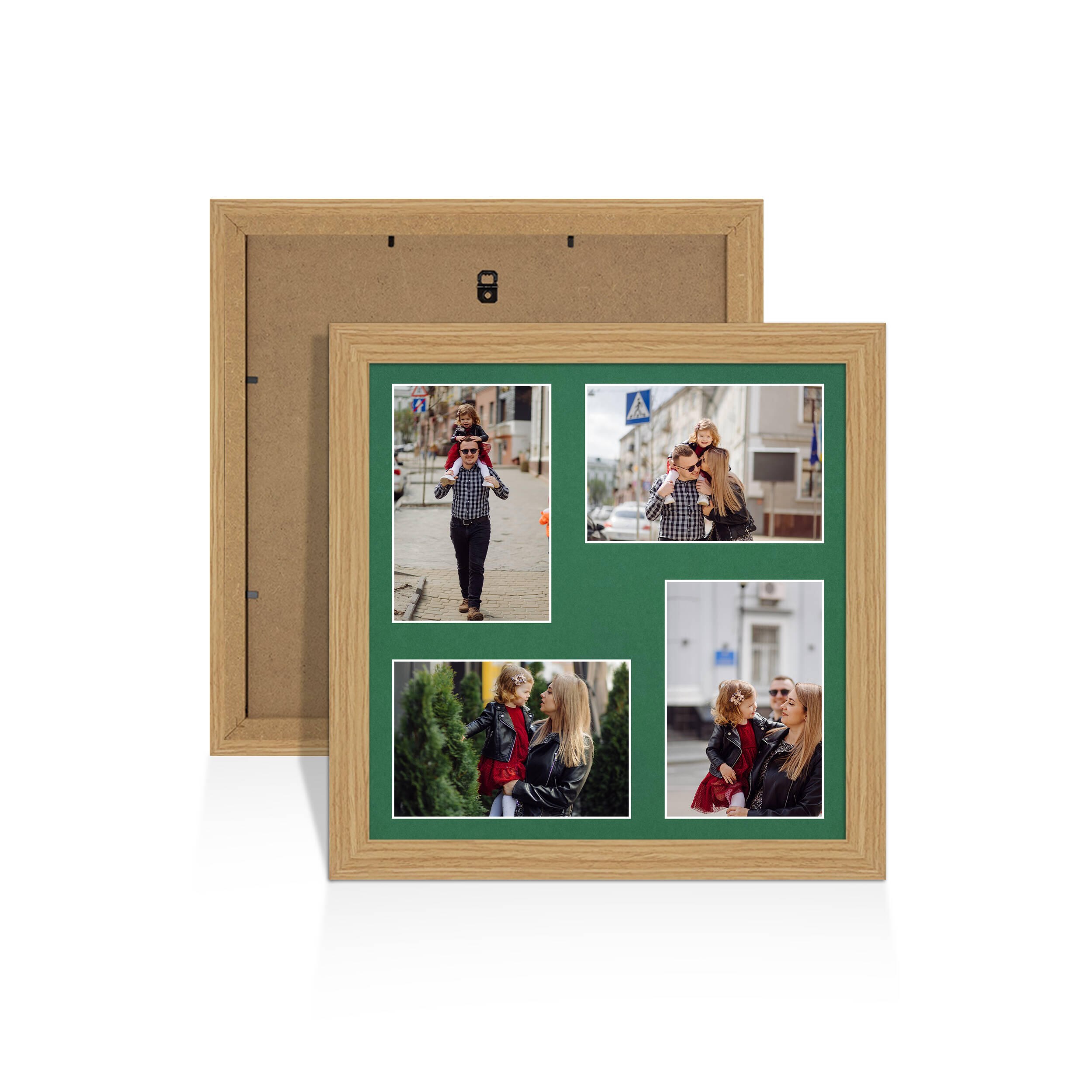 Light Oak Colour Multi Aperture Photo Frame 6X4 (x4) Pictures – Collage Wall Frame For Loved Ones Photos – 12x12 Frame Size