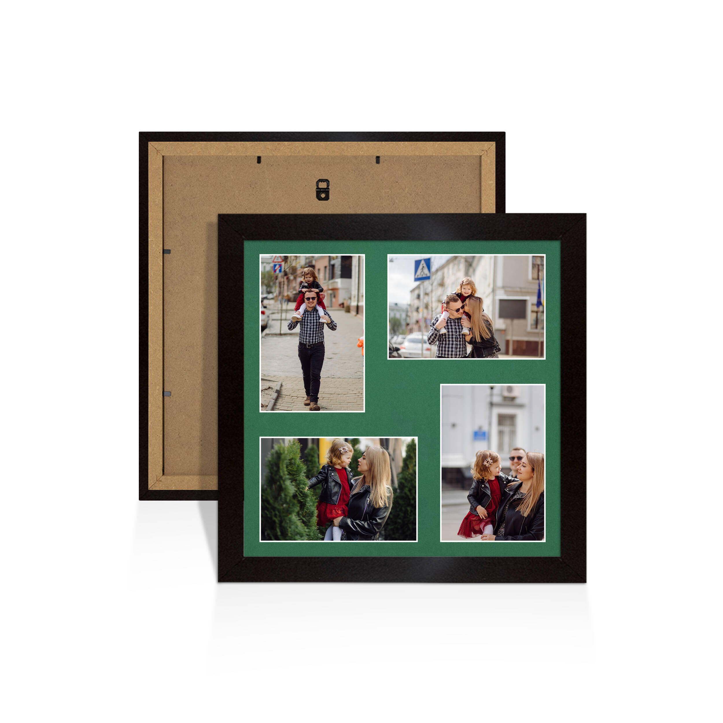 Mat Black Colour Multi Aperture Photo Frame 6X4 (x4) Pictures – Collage Wall Frame For Loved Ones Photos – 12x12 Frame Size