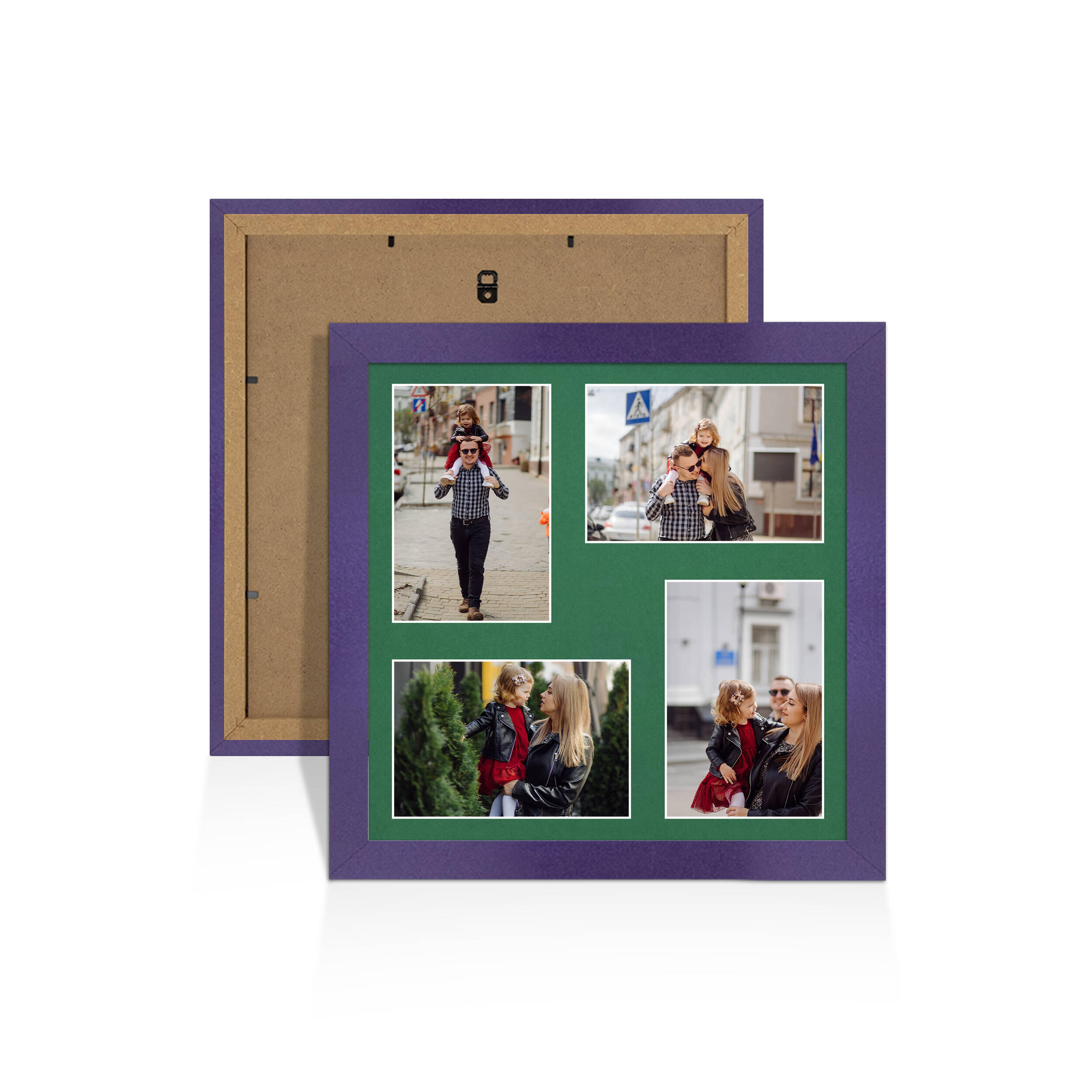 Purple Colour Multi Aperture Photo Frame 6X4 (x4) Pictures – Collage Wall Frame For Loved Ones Photos – 12x12 Frame Size
