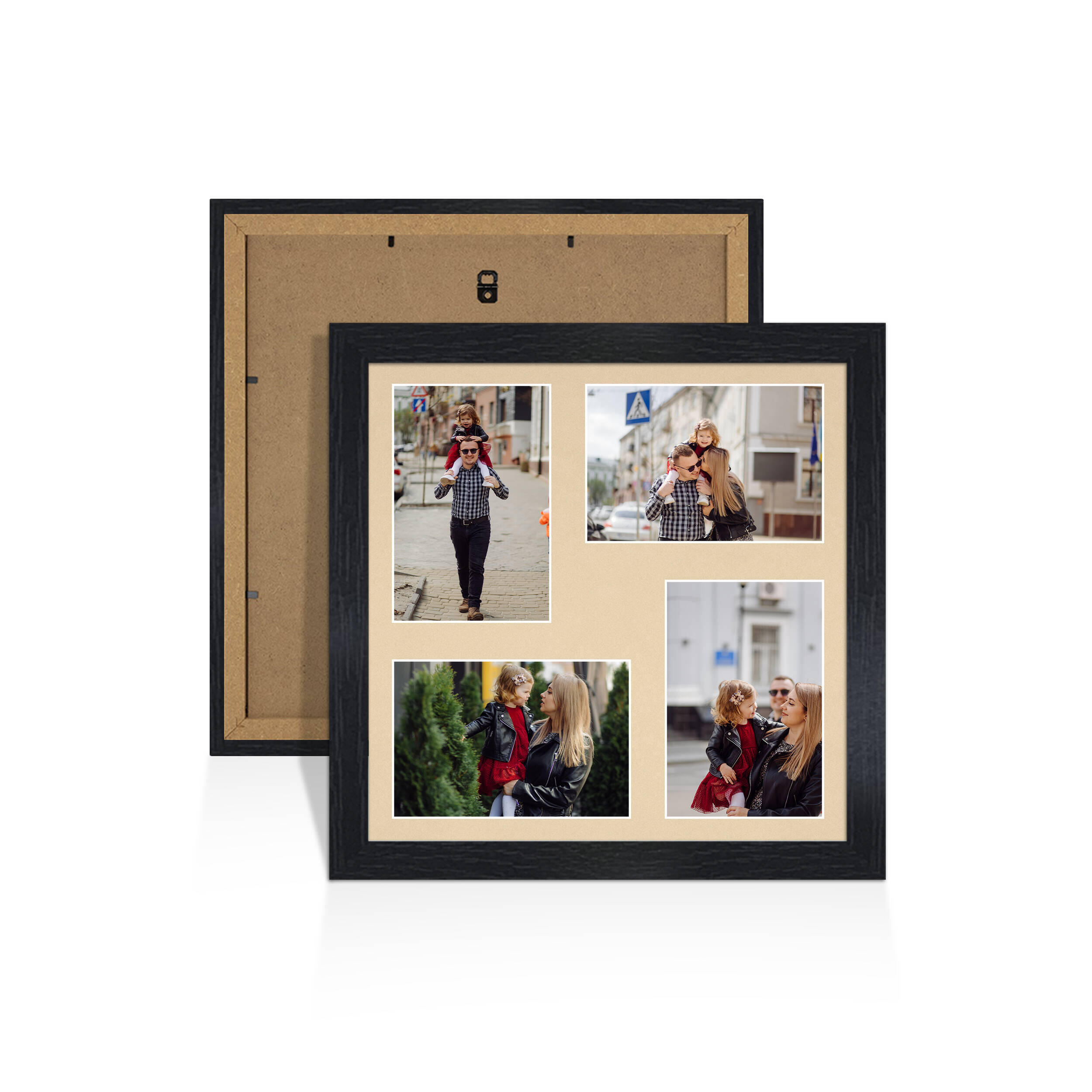 Black Colour Multi Aperture Photo Frame 6X4 (x4) Pictures – Collage Wall Frame For Family Photos – 12x12 Picture Frame Size
